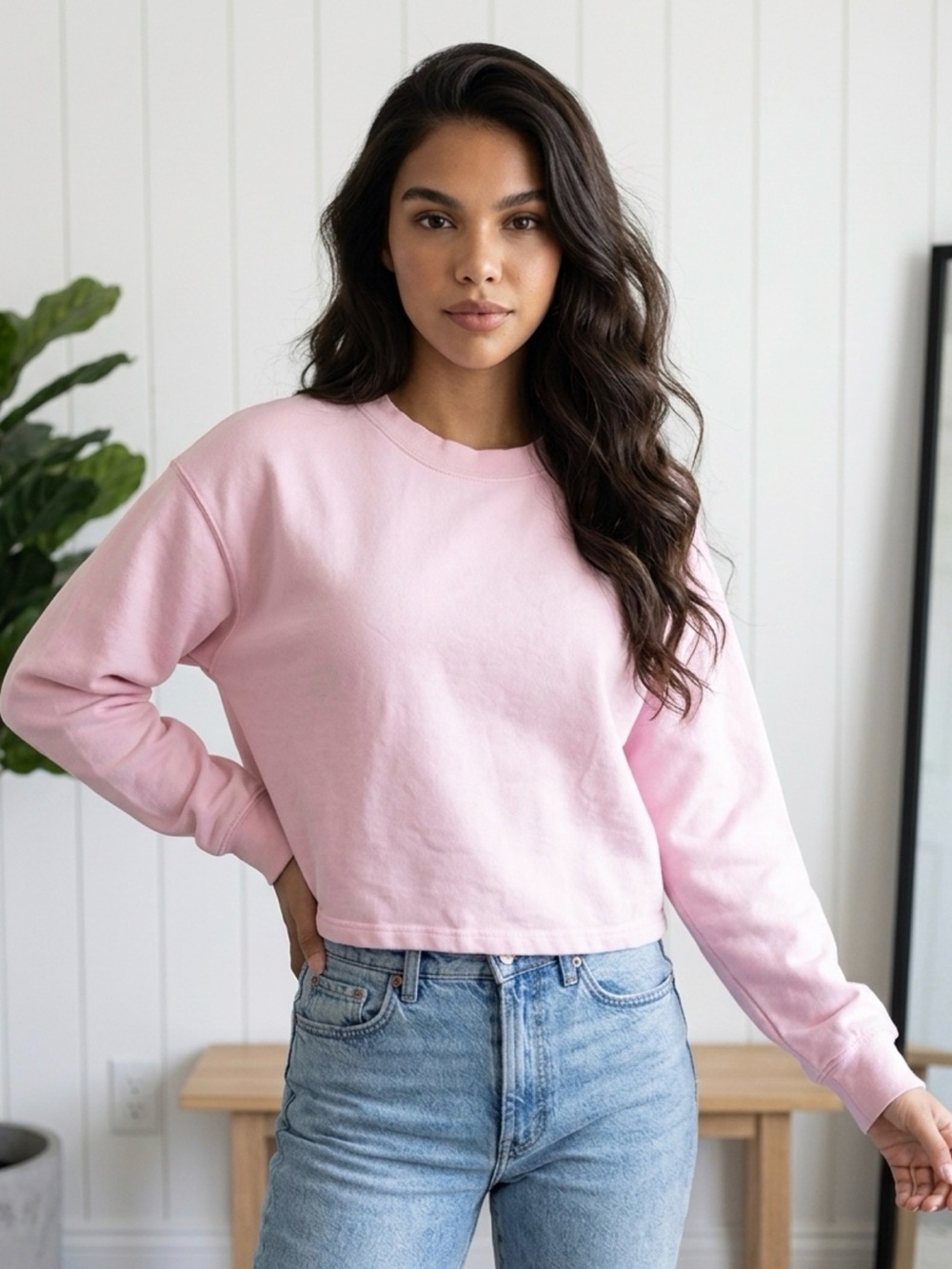 Fabletics Soft Pink Women's sweatshirt, boxy, cropped, size Small